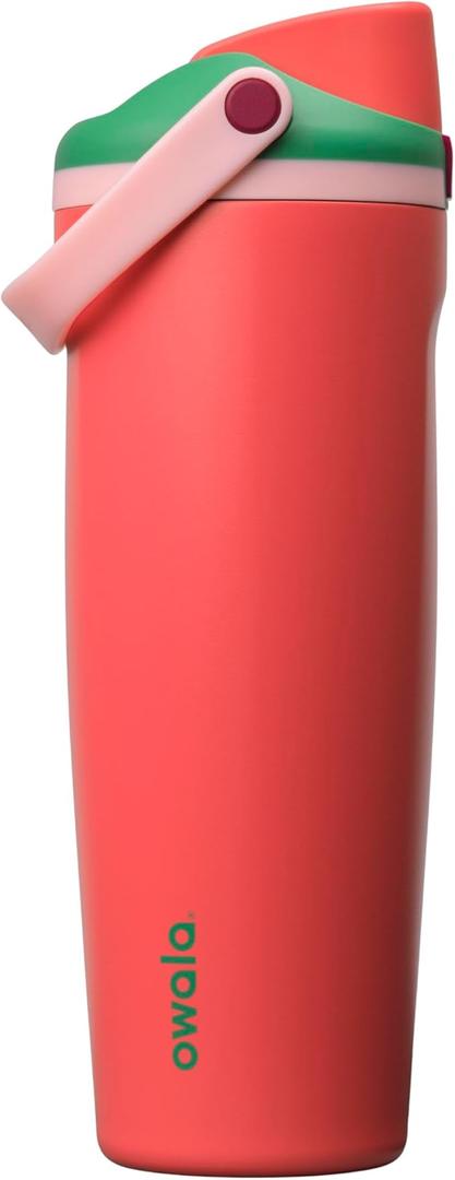 Owala FreeSip Sway Insulated Stainless Steel Water Bottle with TwoWay Spout, BuiltIn Straw and Bucket Handle, Made for Travel, School, and Sports, 30oz, BPA Free, Leak Proof, Strawberry Fields