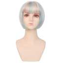 Colorful Bob Blonde Wig With Bangs  Short Wigs with Adjustable Straps, Straight Synthetic Fiber Bob Wig for Women Megan Mg3an 2.0 AI Doll Look Cosplay Halloween Costume Party