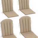 Outsunny Adirondack Chair Cushion Set of 4, Outdoor Chair Cushions with Ties, 25D High-Density Foam, High Back Patio Chair Cushions, Fade Resistant for Patio Furniture, 49" x 20" x 2", Beige