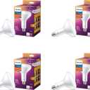 PHILIPS LED 65W BR40 4-Pack Ultra Definition Soft White (2700K) 800 Lumen (10W = 65W) Dimmable Frosted Flicker-Free Light Bulbs