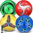 Tradder 4 Pack Soccer Balls with Pump Size 3 4 5 Deflated Soccer Balls for Outdoor Indoor League Game Sport Practice Training Gift for Kids Youth Teens Adult