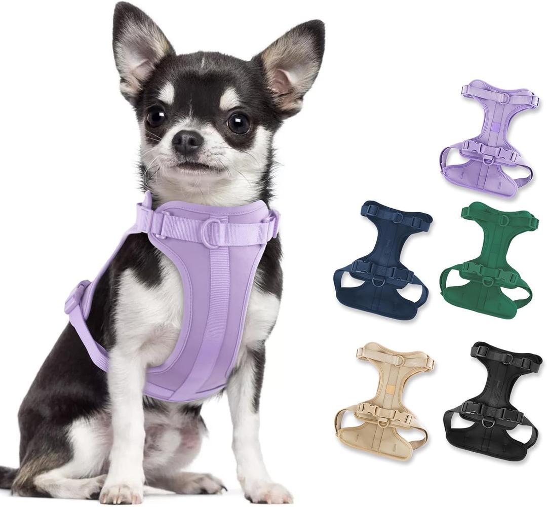 No Pull Lightweight Dog Harness: Adjustable Durable Breathable Mesh Pet Vest Harness with Soft & Comfortable Cushion, for Small Medium Large Dogs (S, Lilac) (S:Neck=11"-14"/Chest=15"-21")