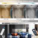12-Lights Modern Crystal Chandelier for High Ceiling Dimmable LED Pendant Lighting Long Light Chandelier for Staircase Foyer Enterway Living Room Silver