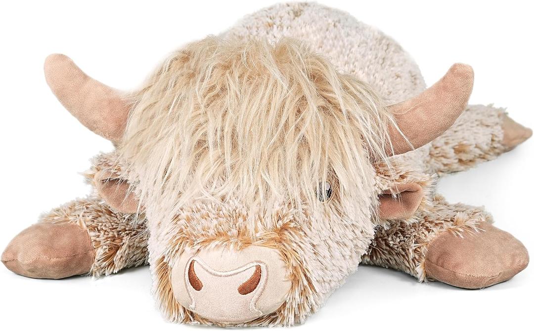 3.5Lbs Weighted Stuffed Animals Microwave Highland Cow Plush with Removable Heating Pad 23" Unscented Heatable & Coolable Highland Cow Cute Warm Gifts for Kids and Adults