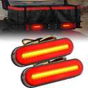 FXC 2PCS Smoked Lens 5" Oval Red LED Stop Brake Tail Lights Surface Mount Waterproof Sequential Flow Turn Signals Trailer Lights for RV Truck Jeep ATV Motorcycle 12V-24V