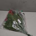 Giegxin 20 Pcs Christmas Artificial Pine Branches with Red Stems Berry 17.8 Inch Faux Green Norfolk Pine Cypress Leaves and Red Berries Stems for Xmas DIY Craft Home Table Decorations