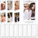 MAQUITA 15 Pcs Acrylic Photo Frame with Base, 2 x 3 inch Double Sided Clear Photo Frame Clear Square Mini Picture Frames Desktop Acrylic Frames for Home Office Desk Decor
