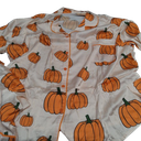 MBZJSDKHLK Women's Halloween Silk Satin Ghost Pumpkin Print Long Sleeve Button Down Shirt , L