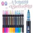 Misssugar5 Glitter Markers Double Line Outline Markers, 12 Colors Doodle Dazzle Markers, For Painting, Christmas Cards, DIY Craft Projects Art Supplies For Girls Kids Ages 8-12 Glitter Pens For Adults