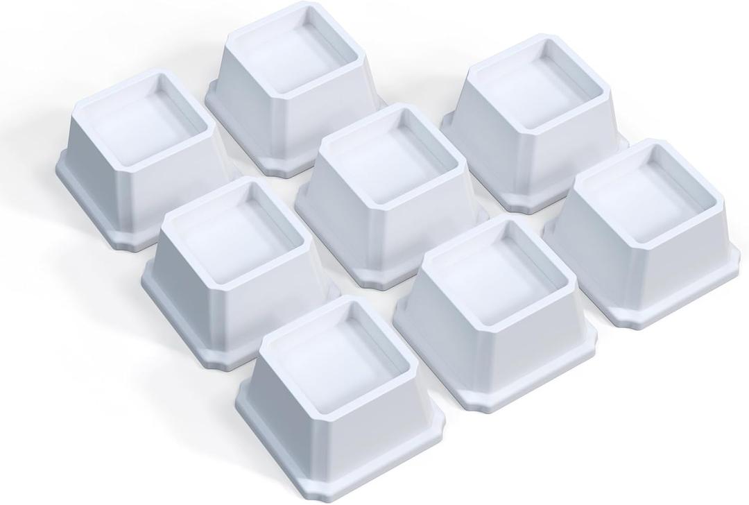 Bed Risers 2 Inch Heavy Duty, Furniture Risers for Bed Frame, Couch, Desk, Chair, Lifts Up to 1,500 lb, Set of 8, White