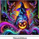 BlissYard Halloween Blacklight Tapestry 78x59 Inch Witch Pumpkin UV Reactive Wall Hanging Spooky Scene Glow in Dark Backdrop October Festive Luminous Blacklight Tapestry Party Decor