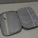 Leather Cord Organizer Travel Waterproof Travel Cable Organizer Bag Portable Tech Organizer Travel Case for Charger Electronic Accessories(Gray&Blue, Double Layer-Small)