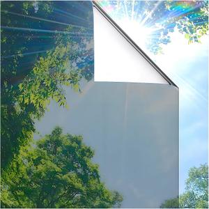 Coavas One Way Privacy Window Film, Sun Blocking Reflective Window Film See Out Not in, Heat Control Window Tint for Home, Anti UV Static Cling for Windows Office Door (Silver, 17.7 x 78.7 inches)