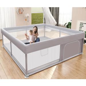 Hiaksedt Baby Playpen 50x50 Inch, Play Pens for Babies and Toddlers Baby Fence Play Yards for Indoor & Outdoor with Breathable Mesh Anti-Fall Playpen