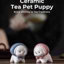 Handmade Ceramic Puppy Tea Pet - Cute Dog Figurine with Headscarf, Adorable Home Decor, Gift for Tea Lovers