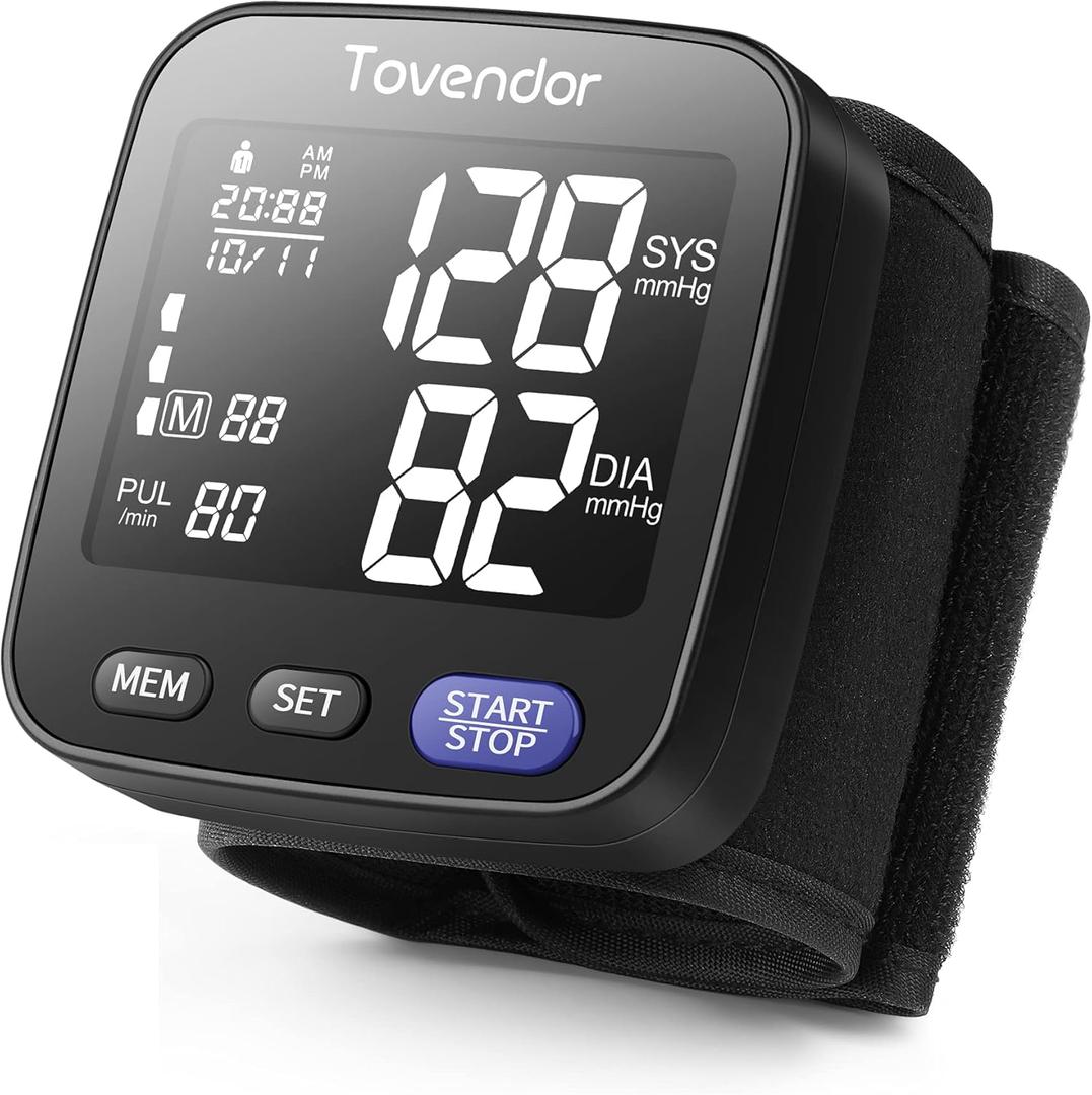 Wrist Blood Pressure Monitor, Tovendor Home Automatic Blood Pressure Cuff Wrist with Portable Carrying Case, 2 * 90 Reading Memory Dual Users Mode, 2 AAA Battery Included