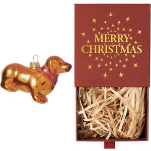 9 x WDS WONDROUS Puppy Ornaments for Christmas Tree, Glass Dog Ornament Cute, Unique Gold Christmas Decor, Xmas Ornaments for Tree Winter Holiday Decor(3.54)