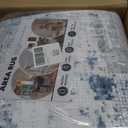 9x12 Washable Living Room Rug – Neutral Modern Abstract Large Area Rugs for Bedroom, Dining Room, Office – Soft Non-Slip Low-Pile Thin Stain-Resistant Indoor Carpet (Blue Brown)