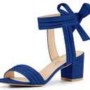 Women's Open Toe Ankle Tie Back Block Heels Sandals US 9