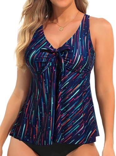 Yonique Women's Flowy Tankini Top - Modest Swim Top with Loose Fit, No Bottom M