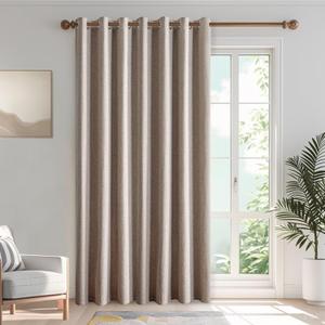 100% Blackout Curtains for Bedroom 1 Panel, Linen Curtians 96 Inches Long Thermal Insulated, Blackout Grommet Drapes for Living Room Windows Home Decor(100W x 96L Inch, 1 Panel)