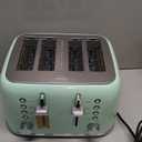 Roter Mond Toaster 4 Slice Retro Stainless Steel with Extra Wide Slots Bagel, Defrost, Reheat Function, Dual Independent Control Panel, Removable Crumb Tray, 6 Browning Levels, Aqua Green