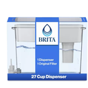 Brita Extra Large 27-Cup UltraMax Filtered Water Dispenser with Filter - Gray: Water Filtration, Hand Wash, Flip-Top Lid