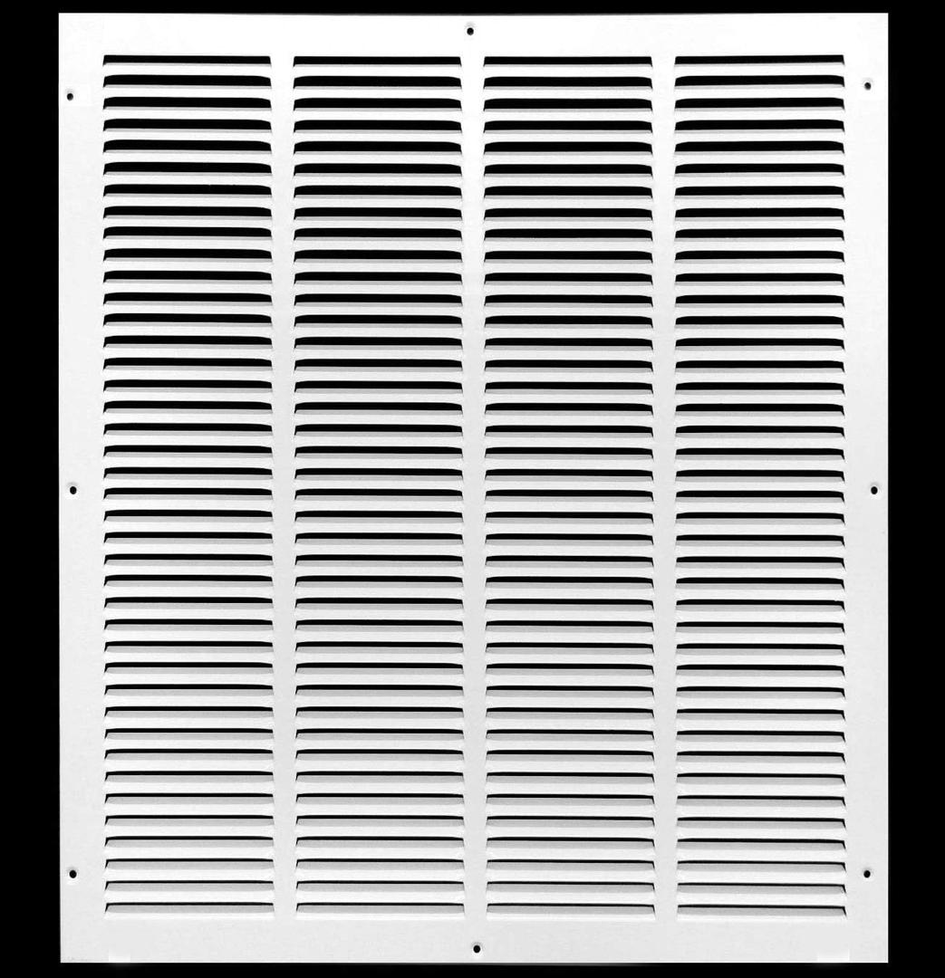 HVAC Premium 20'' x 28'' [Duct Opening] Flat Stamped Steel Return Air Grille - Sidewall and Ceiling - HVAC Vent Duct Cover - White [Outer Dimensions: 21.75''w X 29.75''h]