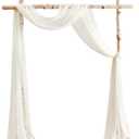 Floroom Wedding Arch Draping Fabric 2 Panels 20Ft Ivory Chiffon Fabric Drapes Arbor Drapery Wedding Ceremony Reception Swag Decorations (30"W x 240"L (Pack of 2))