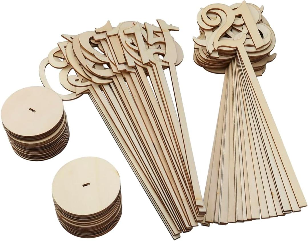 ABOOFAN 40pcs Wooden Table Numbers Holders for Wedding Seating Chart 1-40 with Round Base
