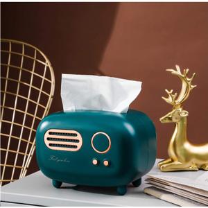 Retro Radio Shape Tissue Cover Box, Practical and Cute for Kitchen,Bathroom Vanity Countertops, Bedroom Dressers,Night Stands, Desks and Tables, Creative Gift (Retro Radio) (Green)