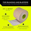 Moleskin Tape - 2in x 16ft - Blister Prevention Tape, Medical Padding Tape | Water Resistant & Hypoallergenic | Thin Mole Skin Padding & Athletic Tape for Running, Hiking, Walking - Single Roll