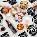 Grencian 96 Pcs 70th Birthday Supplies Silver Black 70th Birthday Party Plates Disposable Sweet 70 Seventy Years Old Decorations Paper Tableware for Men Party Supplies Serves 24