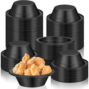 Lallisa 100 Pcs 12oz Black Disposable Plastic Bowls Halloween Dessert Cups Ice Cream Snack Salad Soup Food Serving Bowls for Halloween Party Favor Picnic
