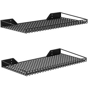 WALMANN 2 Pack Garage Wall Shelf, 23.5" x 12" Wall Mounted Storage Shelves for Garage, Closet, Laundry Room, Heavy Duty Wall Shelving, Holds Up to 65 Lbs(Black)