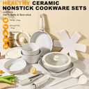 Pots and Pans Set Non Stick 20PCS, Ceramic Cookware Set Detachable Handle Non Toxic Stackable Kithchen Set, Dishwasher Oven Safe Induction Compatiable Frying Pans Pots Skillets, White