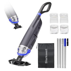 Sharkswell (2025 Upgraded) Cordless Pool Vacuum with Telescopic Pole, 60 Min Powerful Suction & Large Head, Rechargeable Handheld Cleaner for Above Ground Pools, Inground Pools, Hot Tubs, and Spa