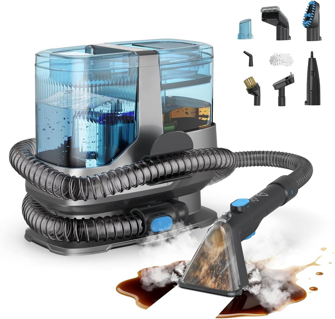 Portable Steam Carpet Cleaner, 203°F Steam & 18,000Pa Suction