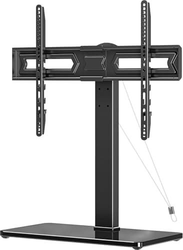 LIFTGO Universal TV Stand, Swivel Table Top TV Stand for 37 to 75 Inch LCD LED TVs, Height Adjustable TV Mount Stand with Tempered Glass Base, Holds up to 88lbs, Max VESA 600x400mm
