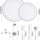 WELLIFE 350Pcs Silver Plastic Plates for 50 Guests - Disposable Dinnerware Set, Party Supplies Includes 100 Silver plates,150 Silverware,50 Napkins,50 Cups, Plastic Plates for Party and Wedding