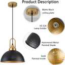 Black Pendant Lights Kitchen Island Industrial Adjustable Height Vintage Farmhouse Dome Hanging Light Fixtures for Barn, Dining Room 3 Packs