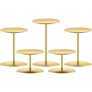 smtyle Gold Iron Metal Candle Holders for Pillar Candles Set of 5 Discs Mantel Centerpiece for Table Setting Dinner Party Wedding Event