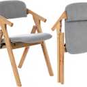 Folding Chairs with Padded Seats,Wooden Stackable Dining Chair,Easy to Store Foldable Dining Chairs for Kitchen, Living Room, Wedding Party Picnic (Dark Gray)