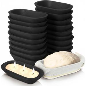 Nuogo 20 Pcs Wooden Dough Bowls Bulk 8.6 Inch Rustic Vintage Hand Carved Wood Dough Bowls Dining for DIY Home Crafts Making Farmhouse Fruits Supplies(Black)