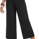 ZOOSIXX Capri Pants for Women - Wide Leg Loose Casual Trousers with Pockets Summer High Waisted Drawstring Pants, 22 inches, XL