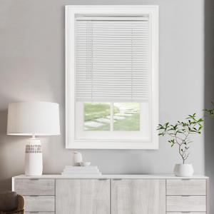 Cordless Light Filtering Mini Blind - 33 Inch Width, 48 Inch Length, 1" Slat Size - Pearl White - Cordless GII Morningstar Horizontal Windows Blinds for Interior by Achim Home Decor