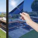 ConCus-T One Way Window Privacy Film Daytime Reflective Mirror Tint Static Cling Anti Glare UV Blocking Window Sticker for Home Office, Blue Silver 43 Inch x 6.5 Feet