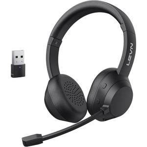 LEVN Wireless Headset, Bluetooth Headphones with Mic for Work(Noise Cancelling), 65 Hours Woktime & Mute Button,Wireless Headset for Work from Home/Office/Call Center/PC/Computer/Laptop/Teams