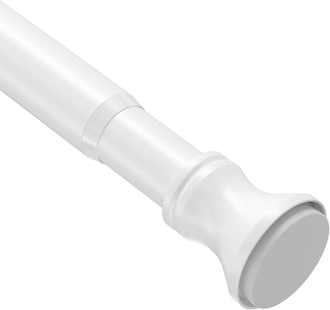 Amazer Spring Tension Shower Curtain Rod, 54-90 Inches Rust-Resistance Tension Curtain Rod Bathroom Rod, Adjustable Shower Curtain Rod No Drill, White