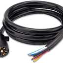 Aila Heavy Duty 7 Pin Trailer Wiring Harness, 6ft 7-Way Plug Cable for Brake & Light Control, Ideal for RVs, Trailers, Campers, and Towed Vehicles [10-14AWG]